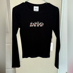 Forever 21 Black Long Sleeve Shirt with Mickey Design
